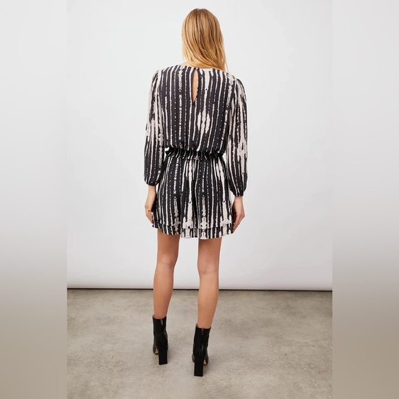 Rails NWT Inez Dress Women's Small Black Nile Mini Dress Long Sleeve Smocked - Picture 2 of 16